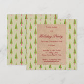 Retro Vintage Kerstboom Vakantie Uitnodigingen (Voorkant / Achterkant)