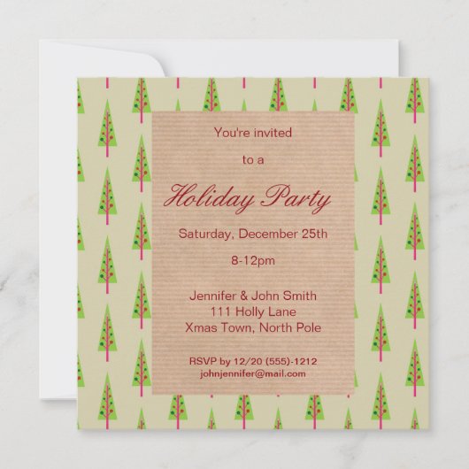 Retro Vintage Kerstboom Vakantie Uitnodigingen (Voorkant)