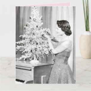 RETRO VINTAGE KERSTBOOM WENSKAART KAART