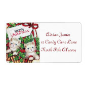 retro vintage kerstcats Holiday label (Voorkant)