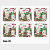 retro vintage kerstcats Holiday Vierkante Sticker (Vel)