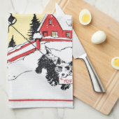 retro vintage kerstdame Holiday keuken Theedoek (Quarter Fold)