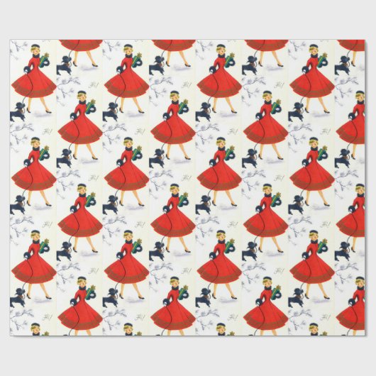 Retro Vintage-kerstfeest Cadeaupapier (Vlak)