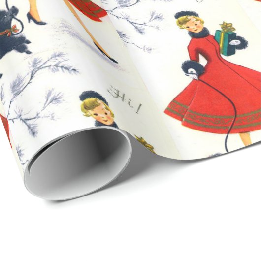 Retro Vintage-kerstfeest Cadeaupapier (Rol Hoek)