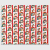 Retro vintage kerstfeest cadeaupapier (Vlak)