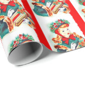 Retro vintage kerstfeest cadeaupapier (Rol Hoek)
