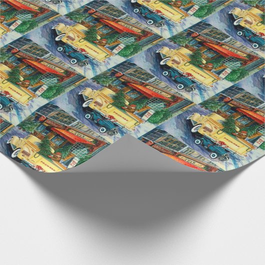 Retro vintage kerstfeest cadeaupapier (Hoek)