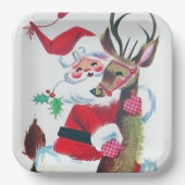 Retro Vintage-kerstfeest Papieren Bordje (Voorkant)
