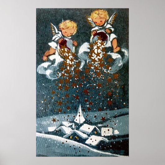 Retro vintage kerstfeestay Angels poster (Voorkant)