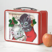 Retro vintage kerstfeestdag lunchbox (In situ)