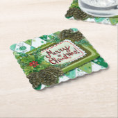 Retro vintage kerstfeestdag onderzetter (Gebogen)