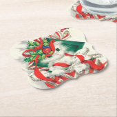 Retro Vintage kerstfeestdag onderzetter (Gekanteld)