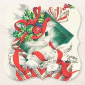 Retro Vintage kerstfeestdag onderzetter (Voorkant)