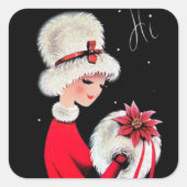 Retro vintage kerstfeestdag sticker (Voorkant)