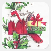 Retro vintage kerstfeestdag sticker (Voorkant)