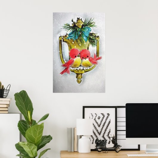 Retro vintage Kerstfeestdagen poster (Thuiskantoor)