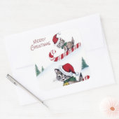 Retro vintage kerstfeestdagen sticker katten (Envelop)