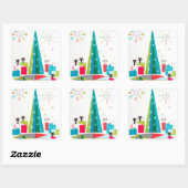 Retro vintage kerstfeestdagen sticker katten (Vel)