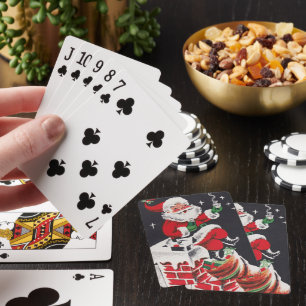 Retro Vintage-kerstfeestkaart Speelkaarten
