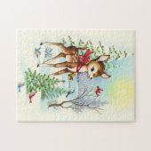 retro vintage kersthert Holiday Legpuzzel (Horizontaal)