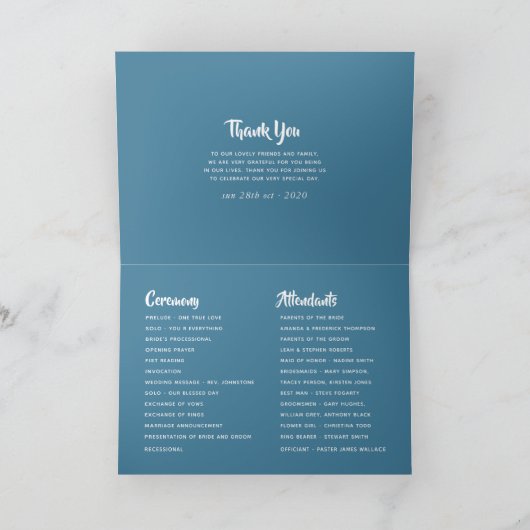 Retro Vintage kersthuwelijk Programma (Binnen)