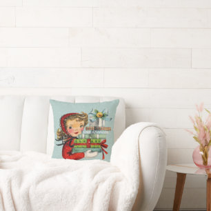 Retro vintage kerstinkoopster decor kussen