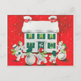 Retro vintage Kerstkaart Feestdagenkaart