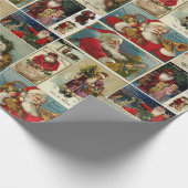 Retro Vintage Kerstkaarten Collage Cadeaupapier (Hoek)