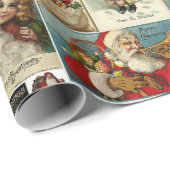 Retro Vintage Kerstkaarten Collage Cadeaupapier (Rol Hoek)