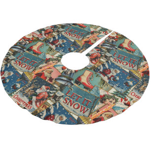 Retro Vintage Kerstkaarten Collage Kerstboom Rok