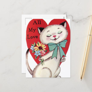 retro vintage kerstkat feestdagenkaart