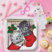 Retro Vintage kerstkatten Vrijdag bord (Feest)