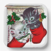 Retro Vintage kerstkatten Vrijdag bord (Voorkant)