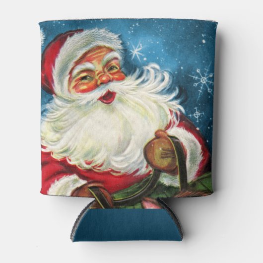 Retro vintage kerstkerstfeestdag blikjeskoeler (Voorkant)