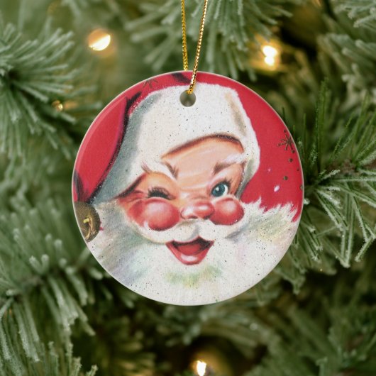 Retro vintage kerstkerstfeestdag keramisch ornament (Boom)