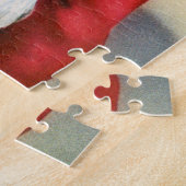 Retro Vintage-kerstkerstfeestkaartenpuzzel Legpuzzel (Zijkant)