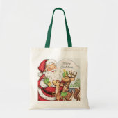 retro vintage kerstkerstkerstkerstrendierfeestdag tote bag (Voorkant)