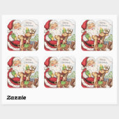 retro vintage kerstkerstkerstkerstrendierfeestdag vierkante sticker (Vel)