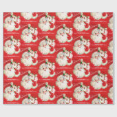 Retro Vintage-kerstkerstnamerapel Cadeaupapier (Vlak)