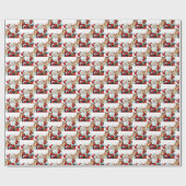 retro vintage kerstkerstrendierbeton cadeaupapier (Vlak)