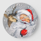 Retro vintage Kerstkerstrendierrender Grote Klok (Voorkant)