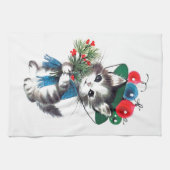 Retro vintage kerstkeuken theedoek (Horizontaal)