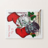 Retro Vintage-kerstkeutenskaartenpuzzel Legpuzzel (Horizontaal)