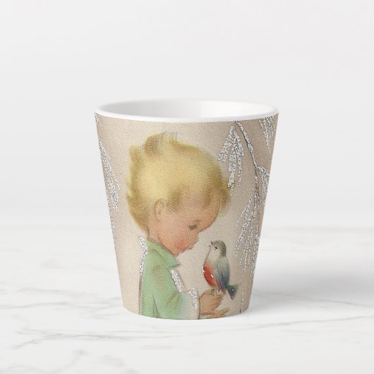 Retro vintage Kerstkind Holiday Latte Mok (Voorkant)