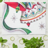 retro vintage kerstklokken keukenhanddoek (Gevouwen)