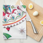 retro vintage kerstklokken keukenhanddoek (Quarter Fold)