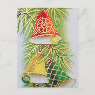 Retro vintage kerstklokken Vakantie briefkaart