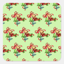 Retro Vintage Kerstklokken Vierkante Sticker