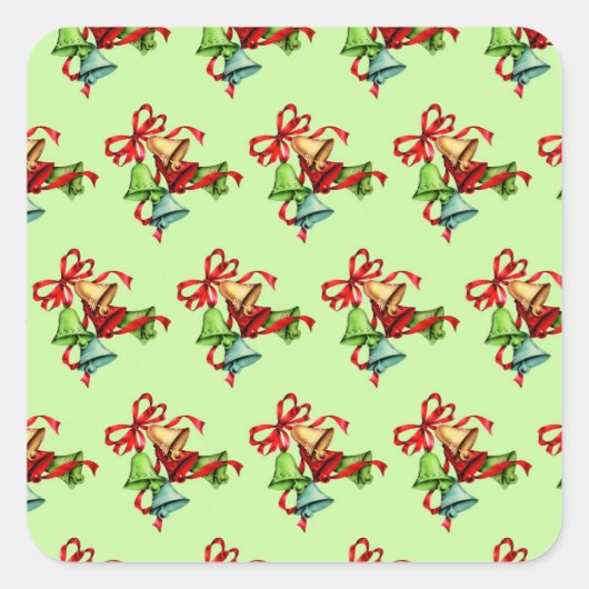Retro Vintage Kerstklokken Vierkante Sticker (Voorkant)
