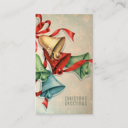 Retro Vintage-kerstklokken Visitekaartje (Voorkant)